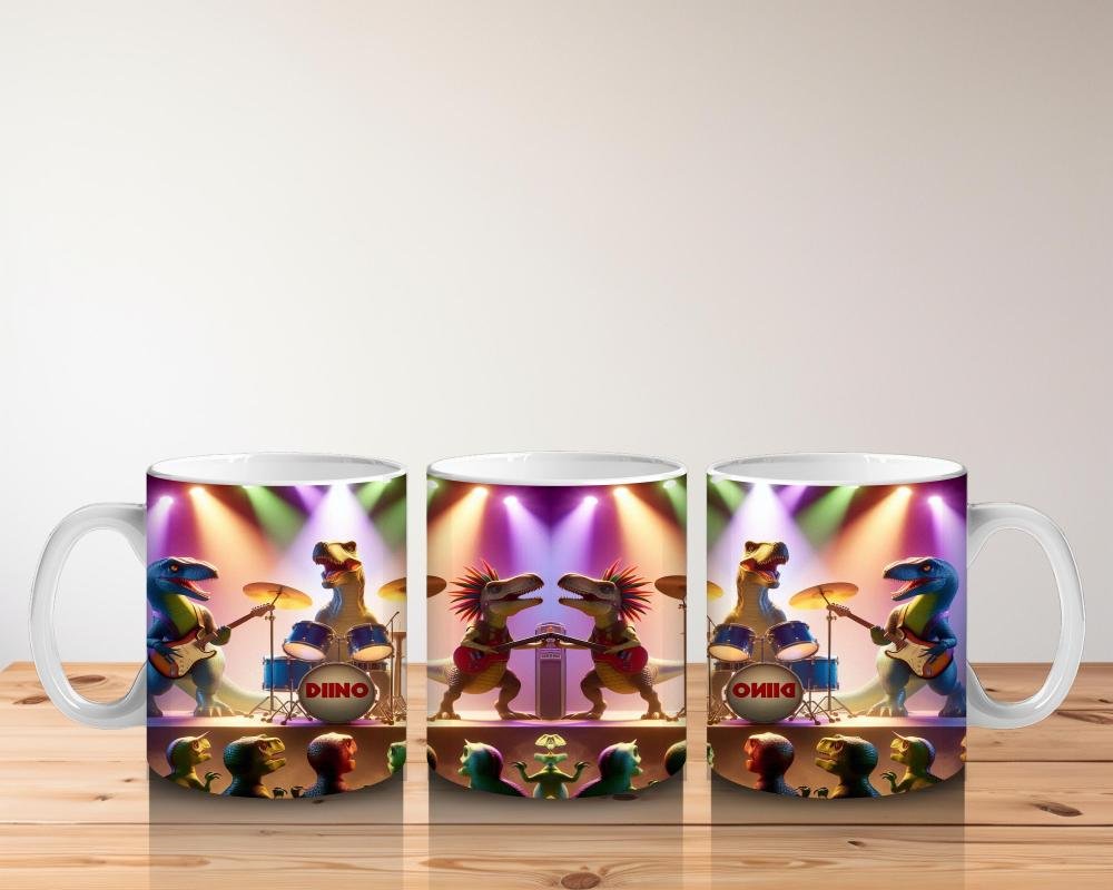 Çocuklara Sütü Sevdiren Dino Rock Konseri Kupa Bardak - 5