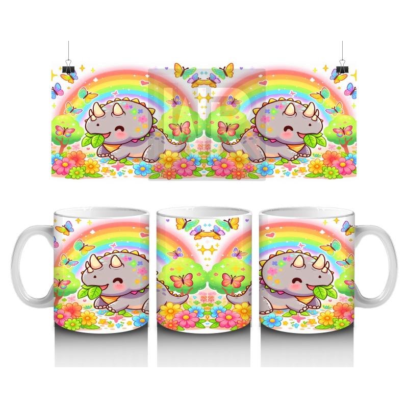 Çocuklara Sütü Sevdiren Dino ve Gökkuşağı Bahçesi Kupa Bardak