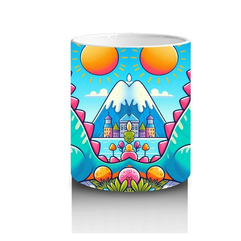 Çocuklara Sütü Sevdiren Dondurma Yiyen Parti Dinozoru Kupa Bardak - 3