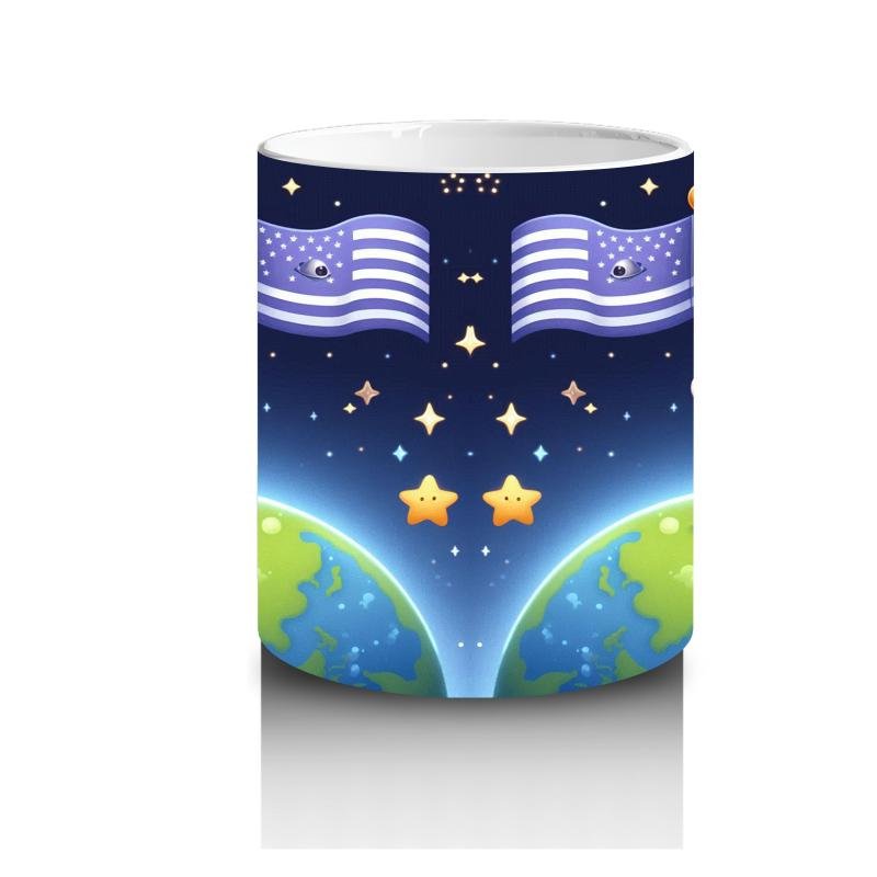 Çocuklara Sütü Sevdiren Dünyaya Bayrak Diken Astronot Köpek Desenli Kupa Bardak - 3