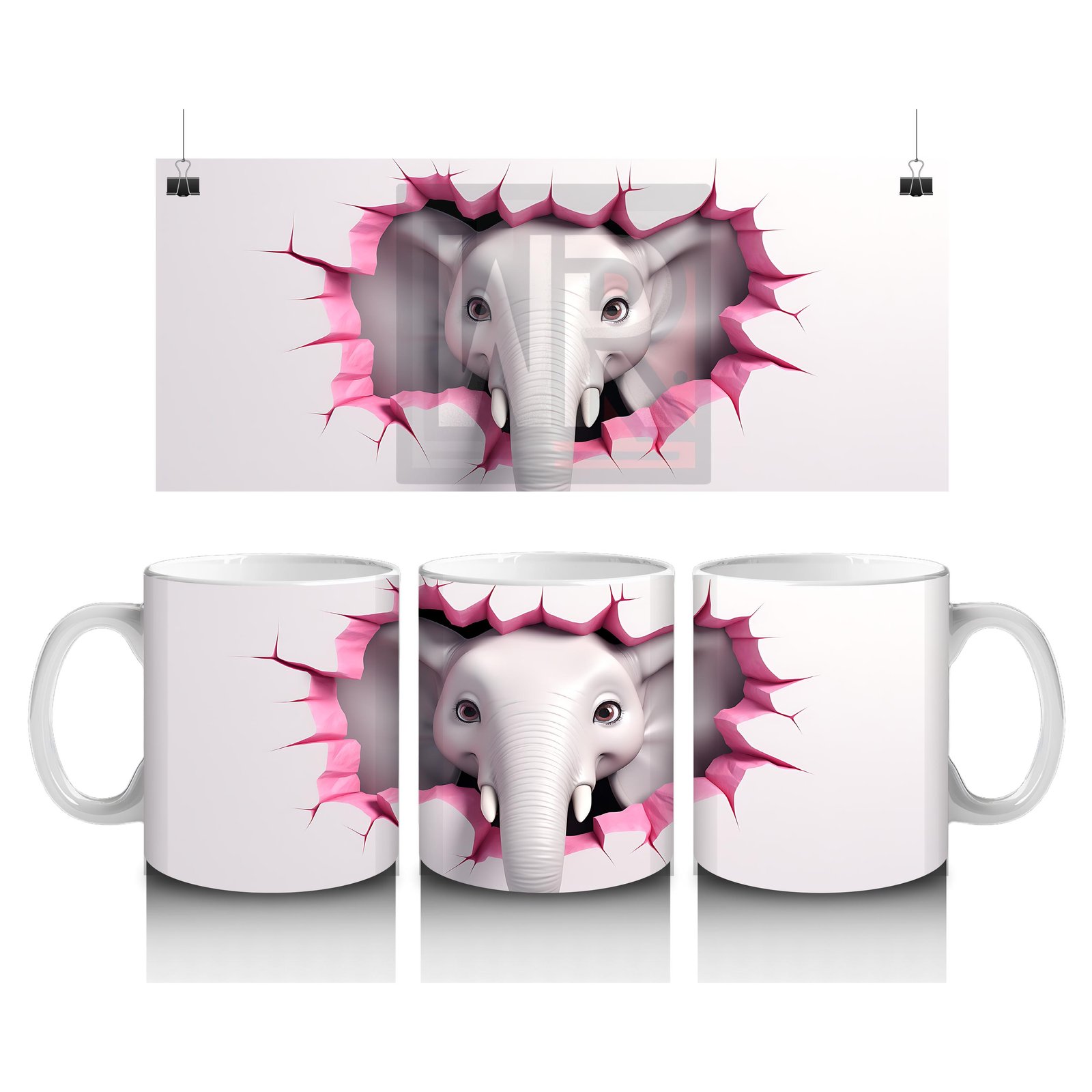 Çocuklara Sütü Sevdiren Duvarı Delip Bakan Fil Kupa Bardak