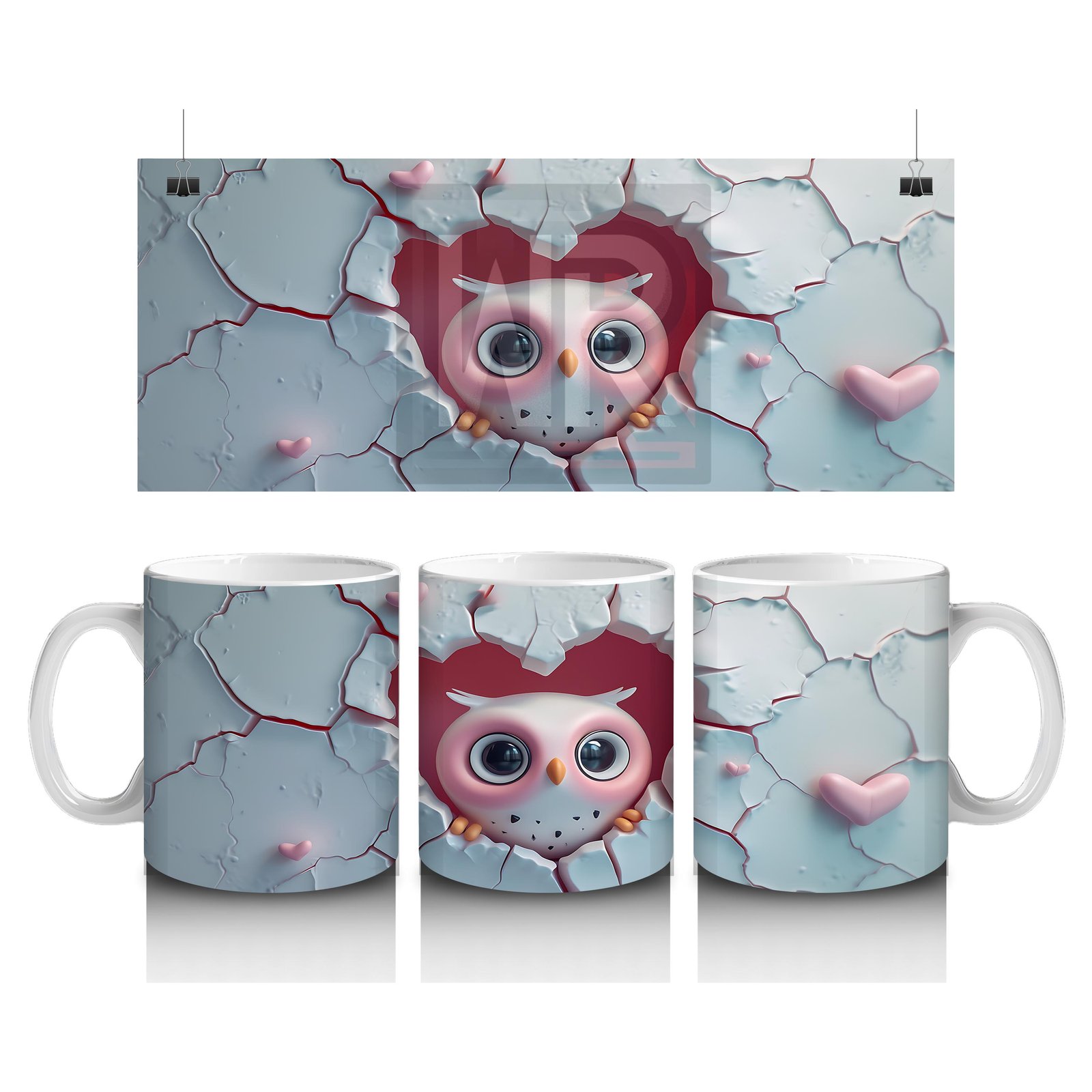 Çocuklara Sütü Sevdiren Duvarı Delip Bakan Meraklı Baykuş Kupa Bardak