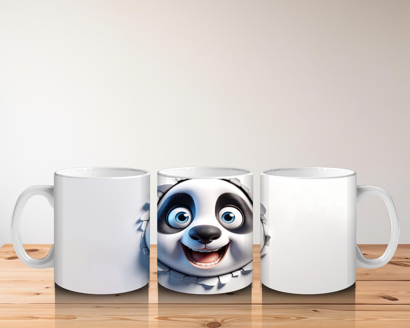 Çocuklara Sütü Sevdiren Duvarı Delip Bakan Meraklı Panda Kupa Bardak - 5