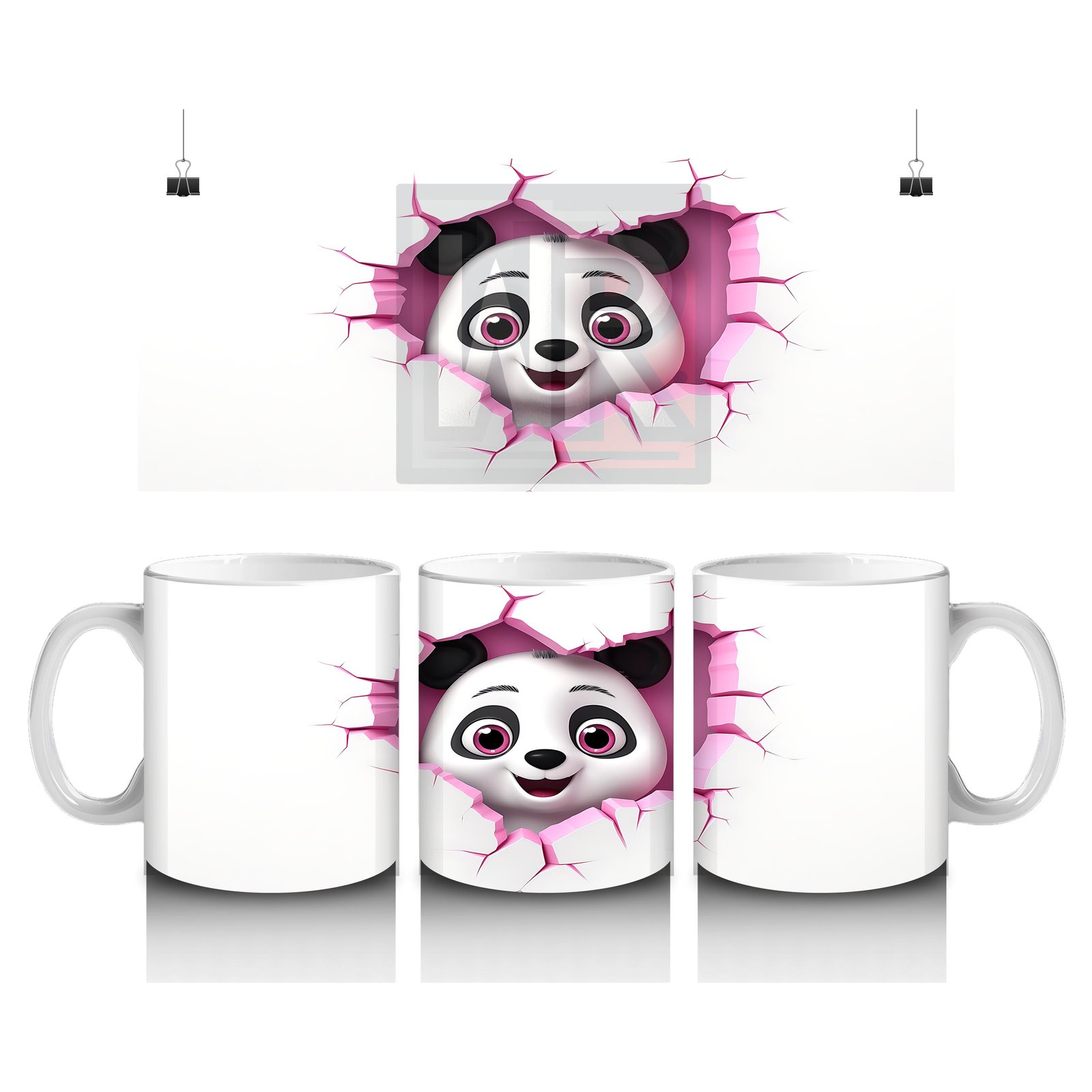 Çocuklara Sütü Sevdiren Duvarı Delip Bakan Meraklı Panda Kupa Bardak