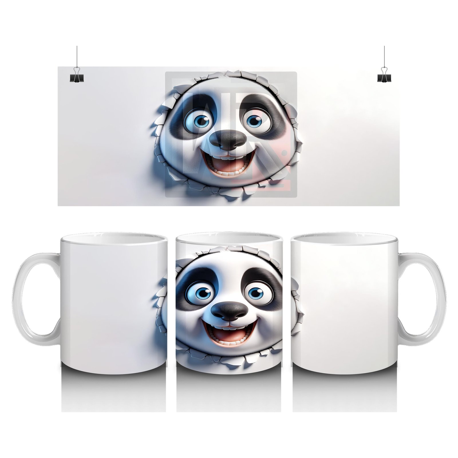 Çocuklara Sütü Sevdiren Duvarı Delip Bakan Meraklı Panda Kupa Bardak