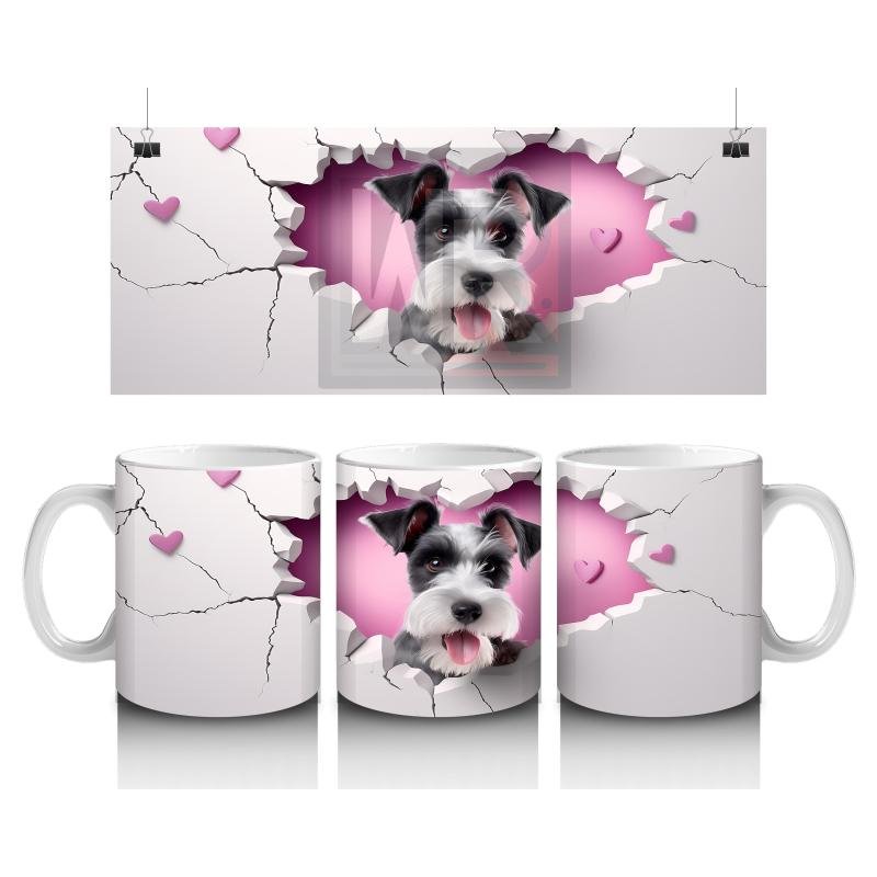 Çocuklara Sütü Sevdiren Duvarı Delip Bakan Şirin Yavru Köpek Kupa Bardak