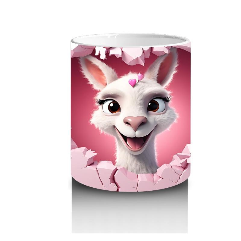 Çocuklara Sütü Sevdiren Duvarı Delip Bakan Zıpır Keçi Kupa Bardak - 3