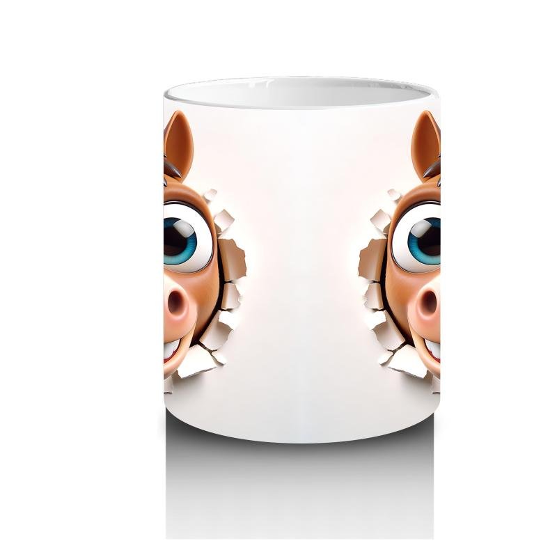 Çocuklara Sütü Sevdiren Duvarı Delip Gelen At Kupa Bardak - 3