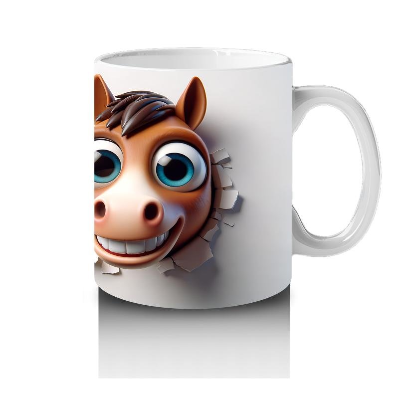 Çocuklara Sütü Sevdiren Duvarı Delip Gelen At Kupa Bardak - 4