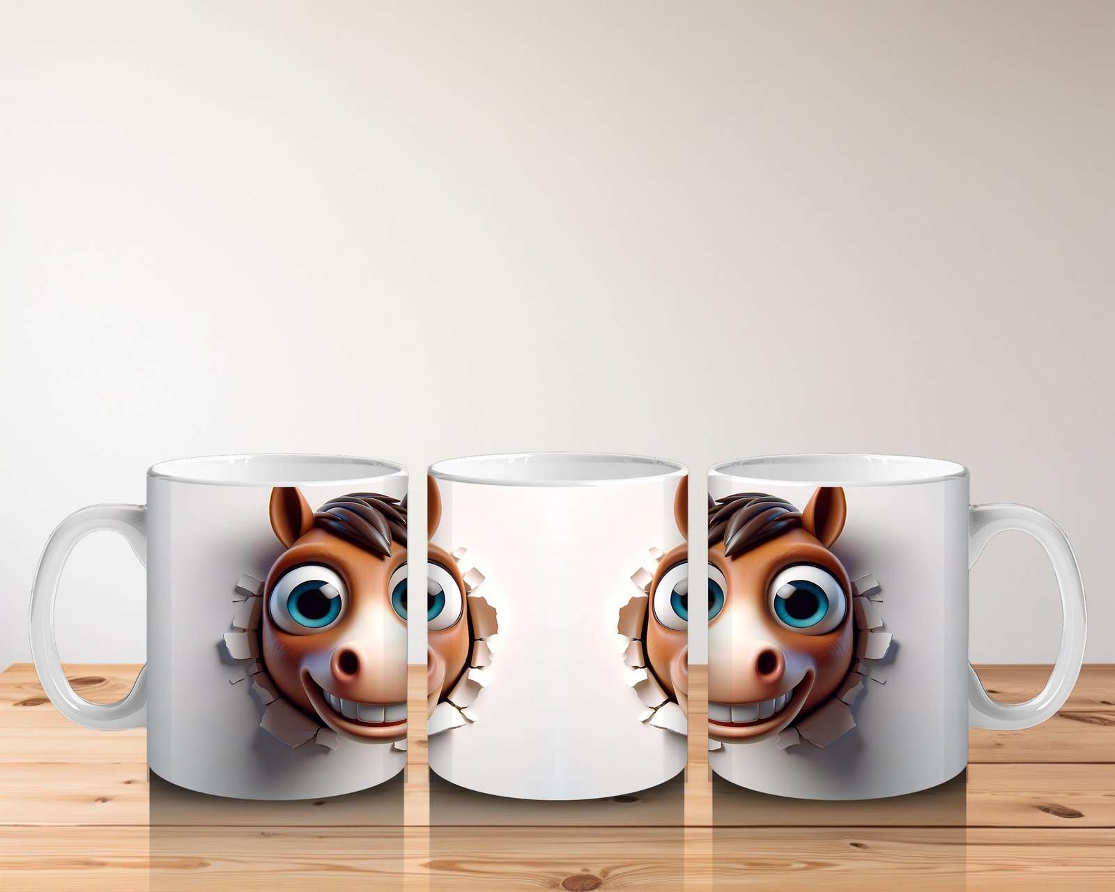 Çocuklara Sütü Sevdiren Duvarı Delip Gelen At Kupa Bardak - 5