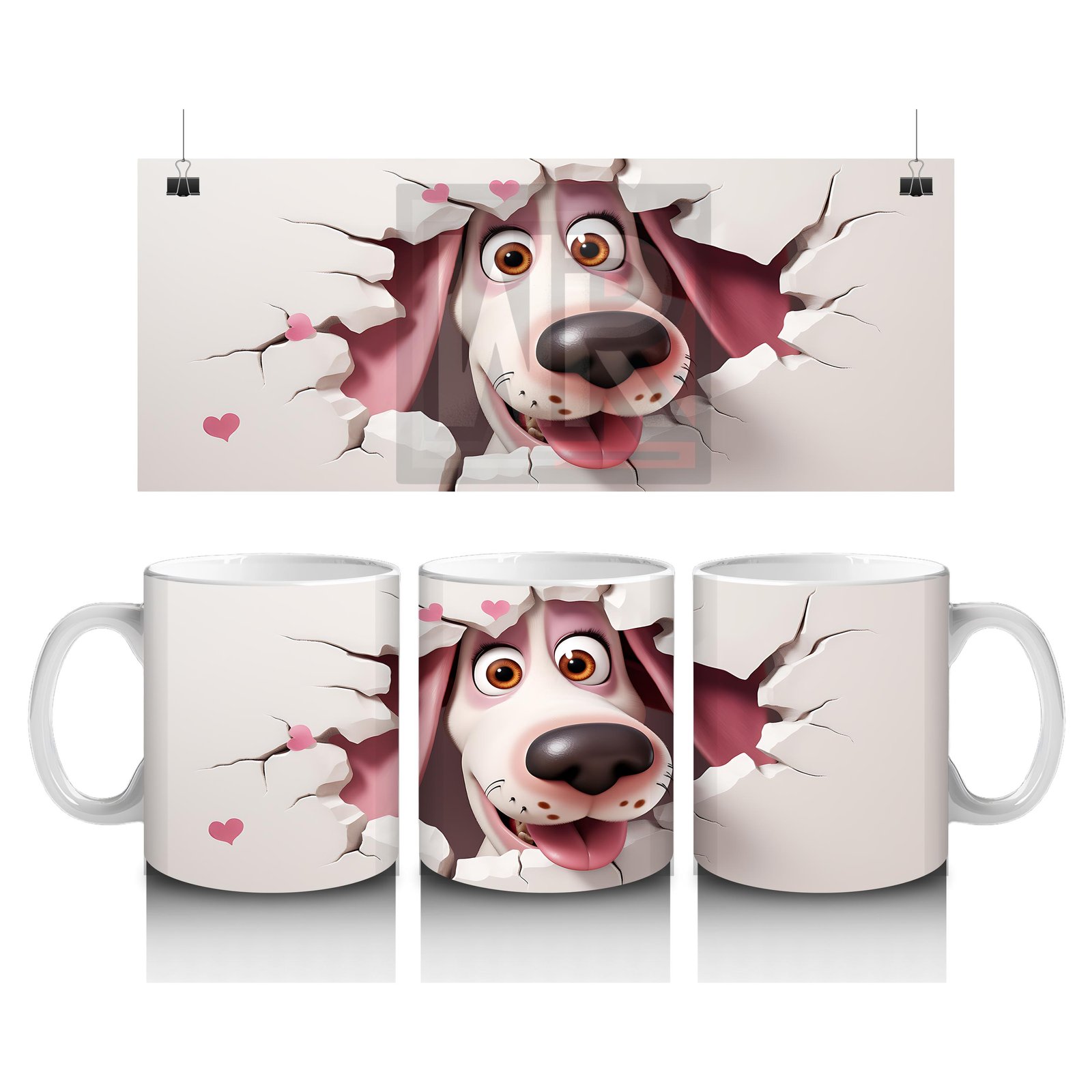 Çocuklara Sütü Sevdiren Duvarı Delip Gelen Heyecanlı Köpek Kupa Bardak