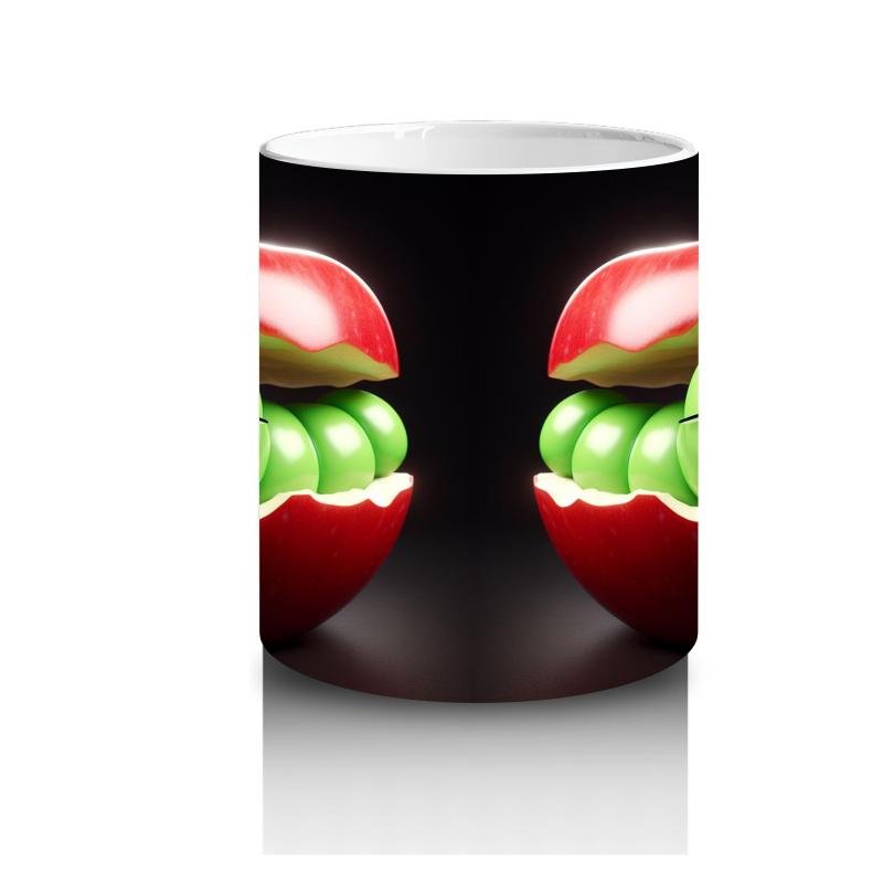 Çocuklara Sütü Sevdiren Elma İçindeki Neşeli Solucan Kupa Bardak - 3