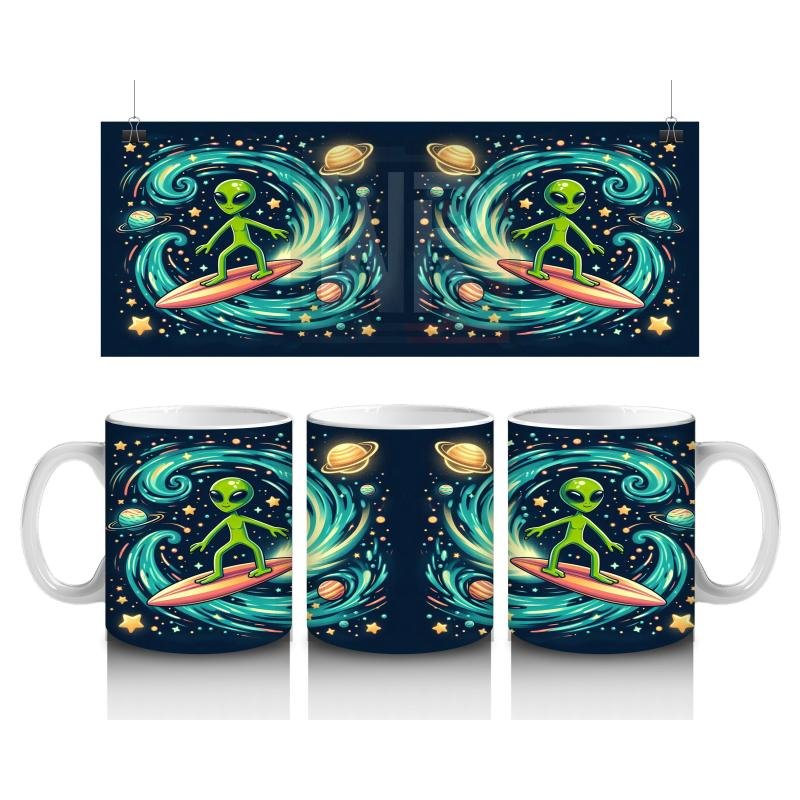 Çocuklara Sütü Sevdiren Galaktik Sörfçü Uzaylı Kupa Bardak