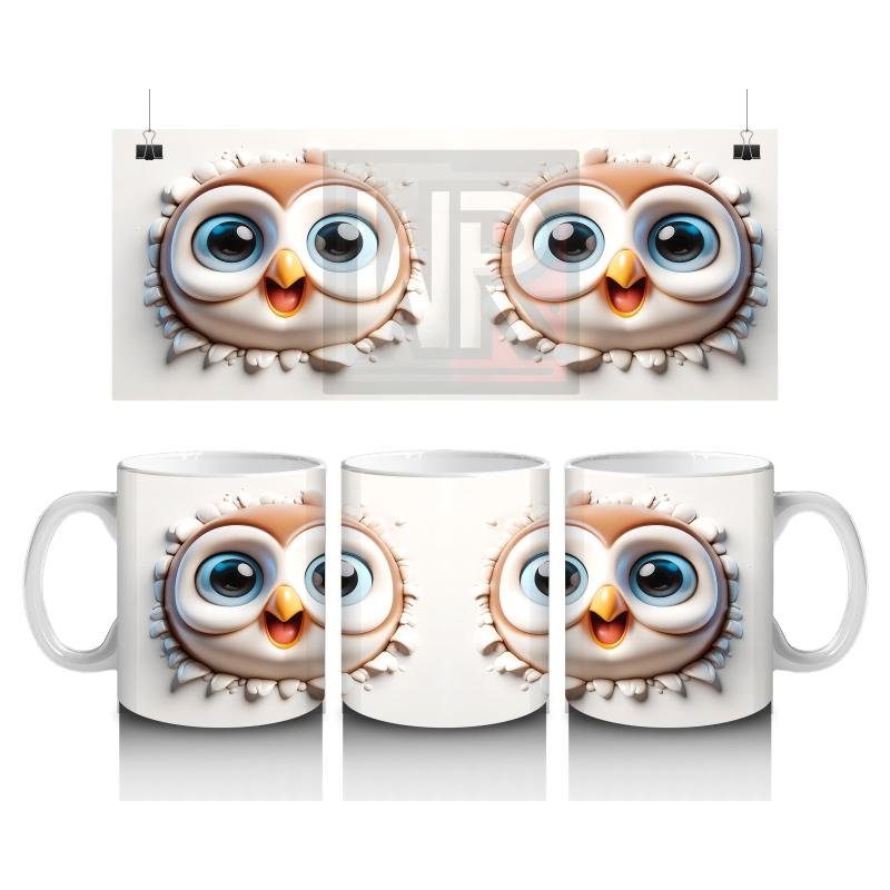 Çocuklara Sütü Sevdiren Gözleri Parıldayan Baykuş Çifti Kupa Bardak