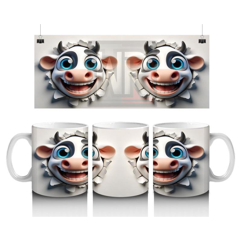 Çocuklara Sütü Sevdiren Gülümseyen İnek Yüzü Kupa Bardak