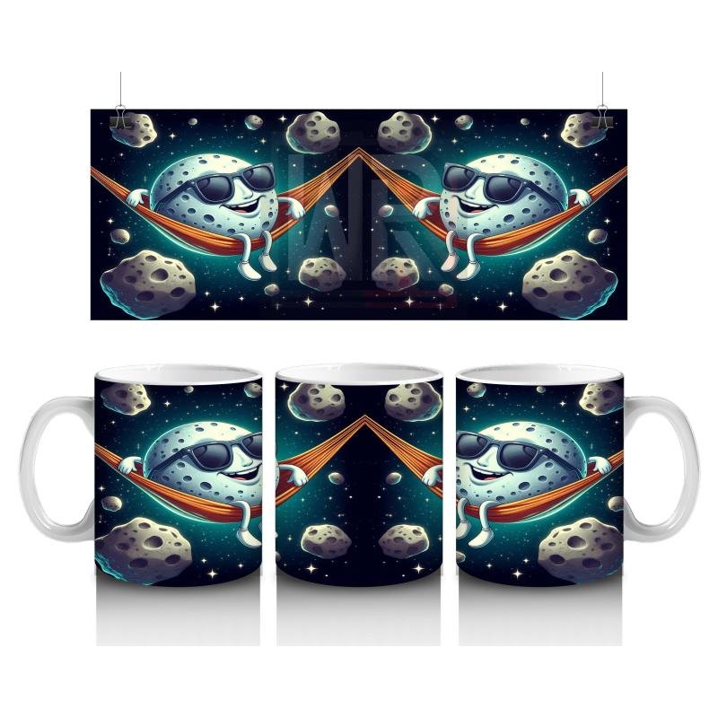 Çocuklara Sütü Sevdiren Hamağa Uzanan Havalı Ay Desenli Kupa Bardak