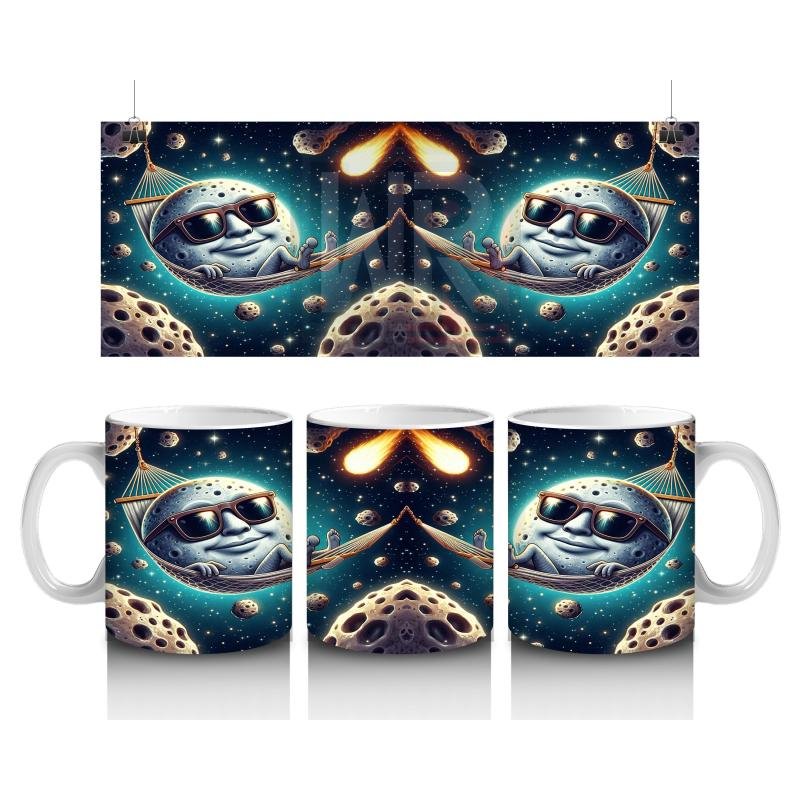 Çocuklara Sütü Sevdiren Hamağında Keyif Yapan Havalı Ay Desenli Kupa Bardak