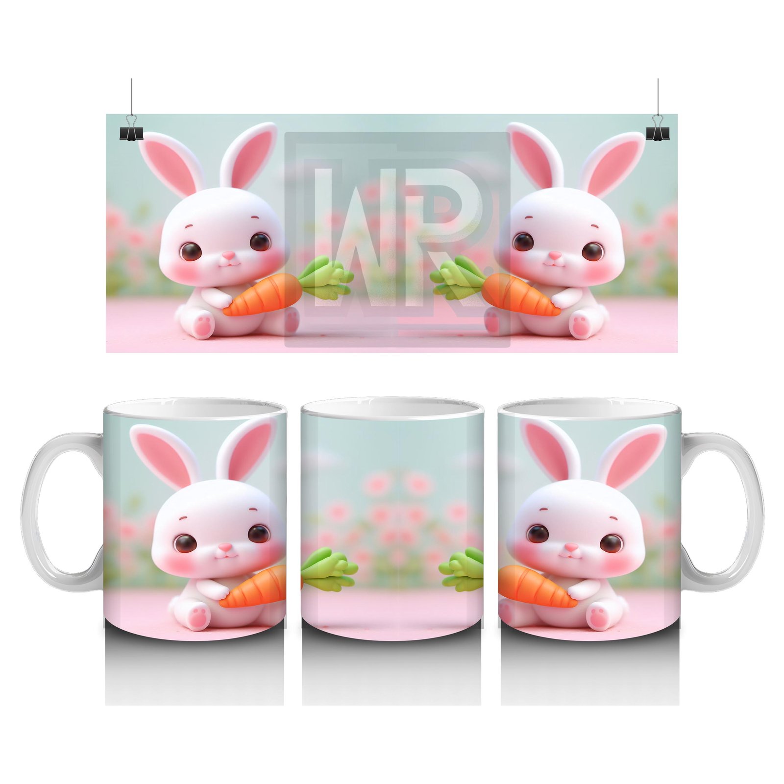 Çocuklara Sütü Sevdiren Havuçlu Neşeli Tavşan Kupa Bardak