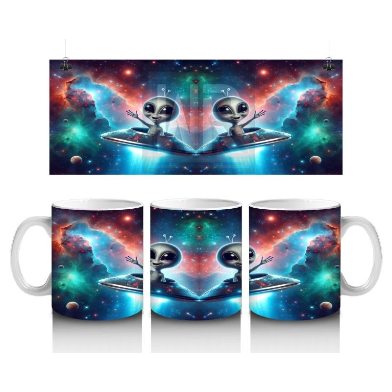 Çocuklara Sütü Sevdiren Hoverboardlu Uzaylı Kupa Bardak