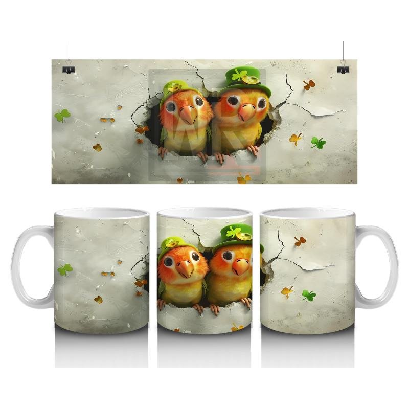 Çocuklara Sütü Sevdiren İki Sevimli Limon Kuşu Kupa Bardak