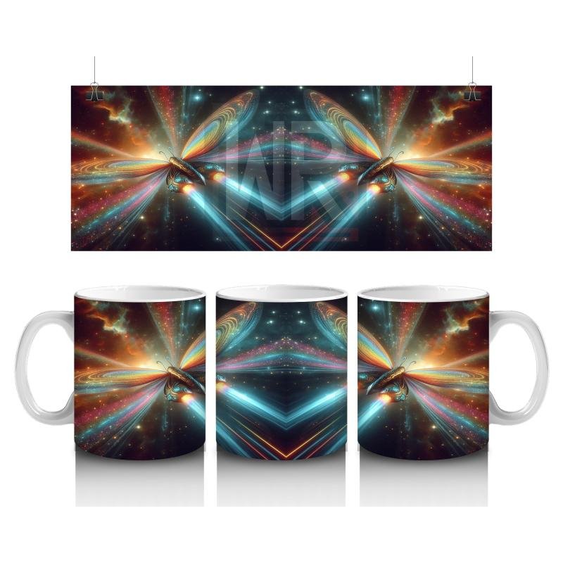 Çocuklara Sütü Sevdiren Işık Kanatlı Uzay Kelebeği Desenli Kupa Bardak