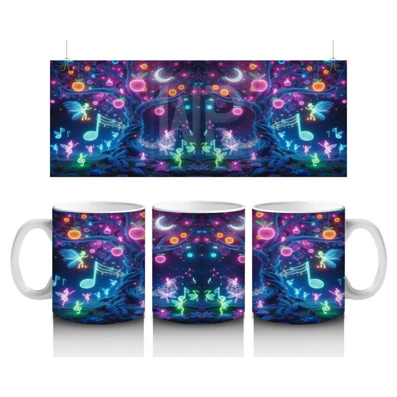 Çocuklara Sütü Sevdiren Işıltılı Neon Orman Kupa Bardak