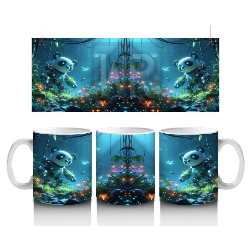 Çocuklara Sütü Sevdiren Işıltılı Orman Panda Dostları Kupa Bardak