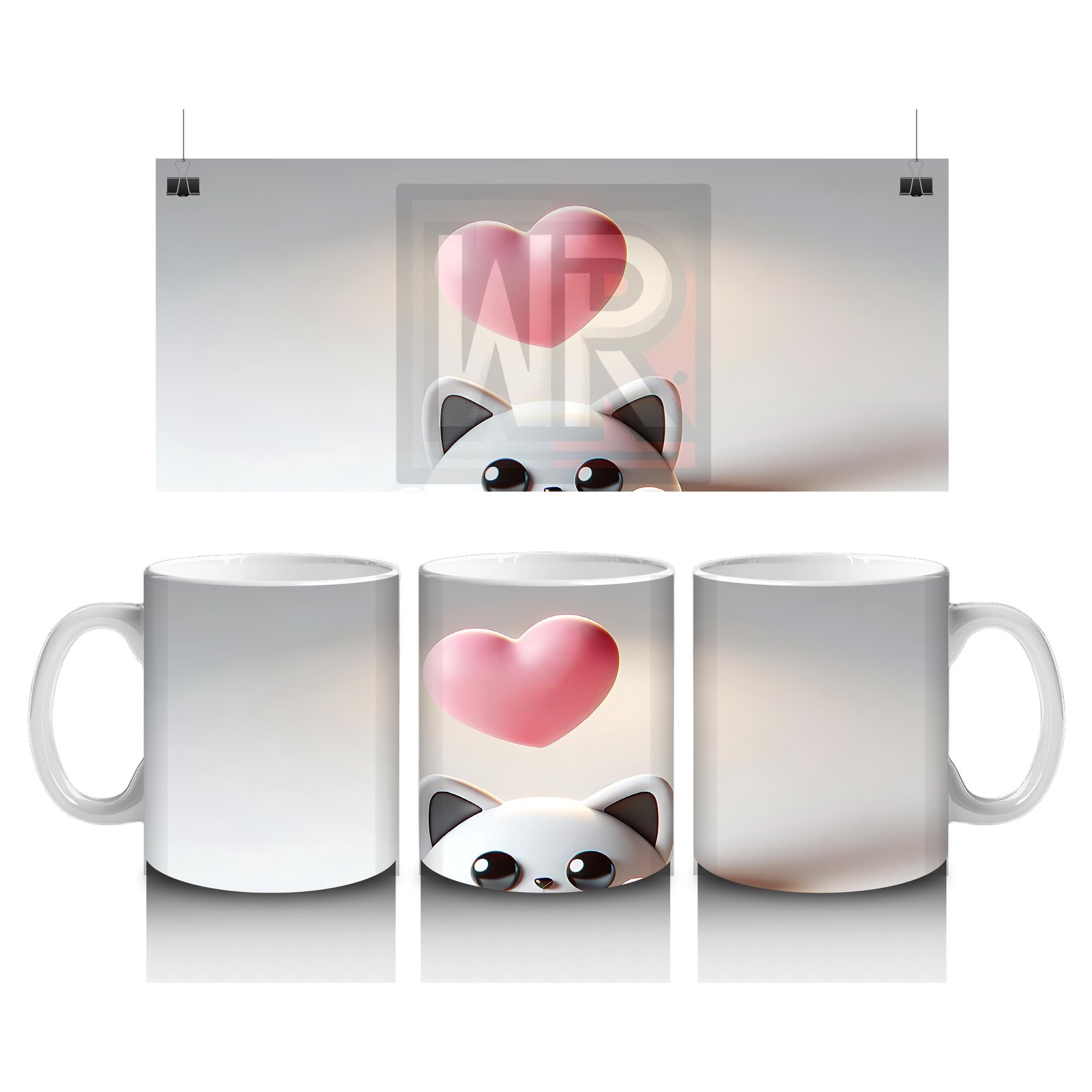 Çocuklara Sütü Sevdiren Kalp Başlı Kedi Arkadaşı Kupa Bardak