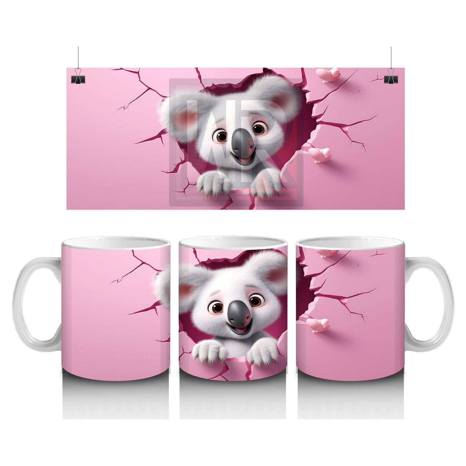 Çocuklara Sütü Sevdiren Kalp Çatlağından Bakan Şirin Koala Kupa Bardak