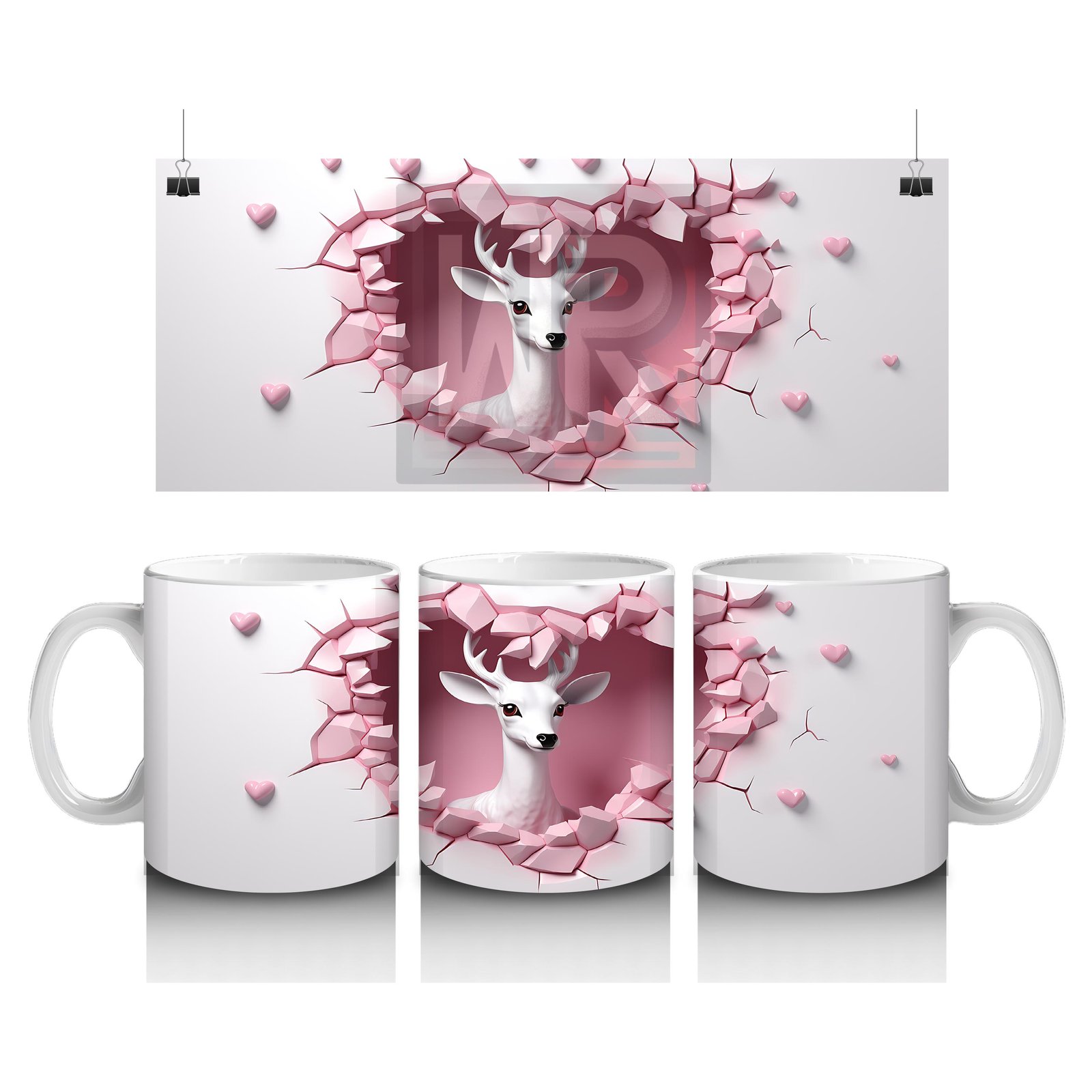 Çocuklara Sütü Sevdiren Kalp Çerçevesindeki Zarif Geyik Kupa Bardak