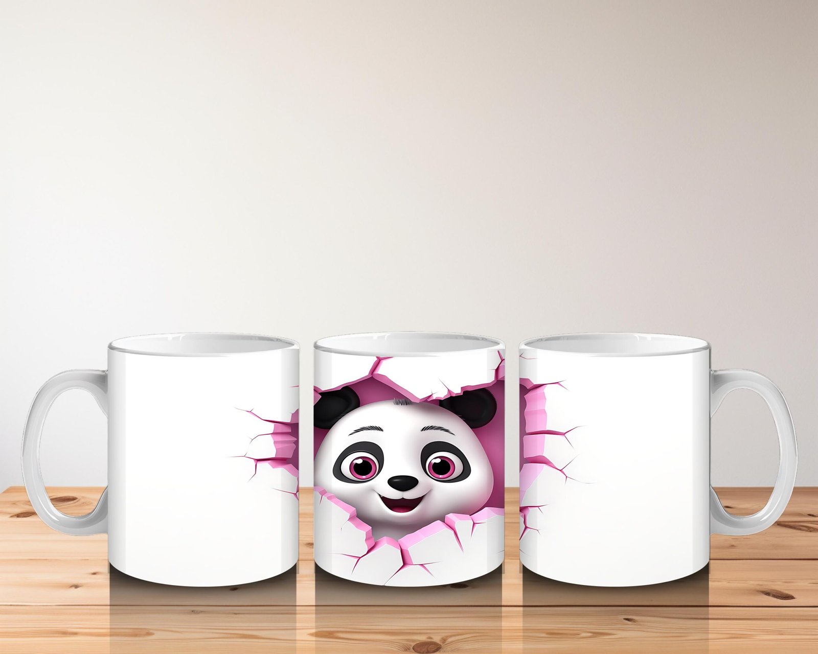 Çocuklara Sütü Sevdiren Kalp Çerçevesinden Bakan Meraklı Panda Kupa Bardak - 5