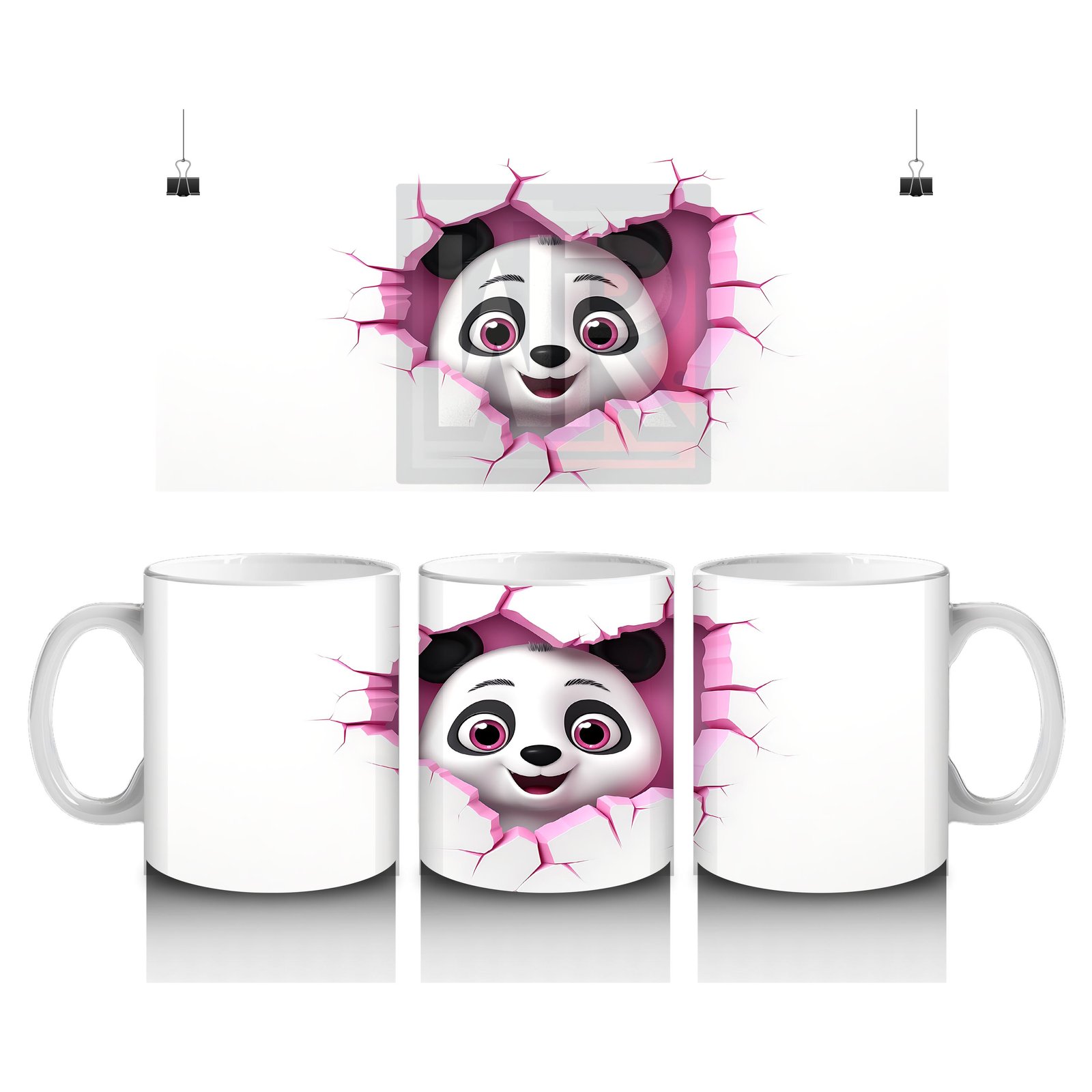 Çocuklara Sütü Sevdiren Kalp Çerçevesinden Bakan Meraklı Panda Kupa Bardak