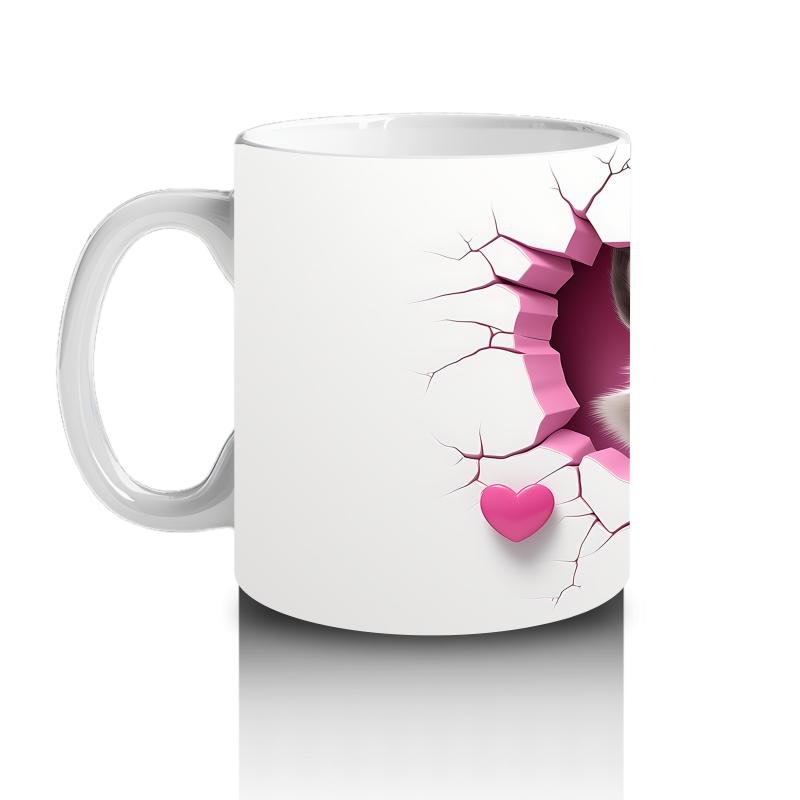 Çocuklara Sütü Sevdiren Kalp Çerçevesinden Bakan Meraklı Rakun Kupa Bardak - 2