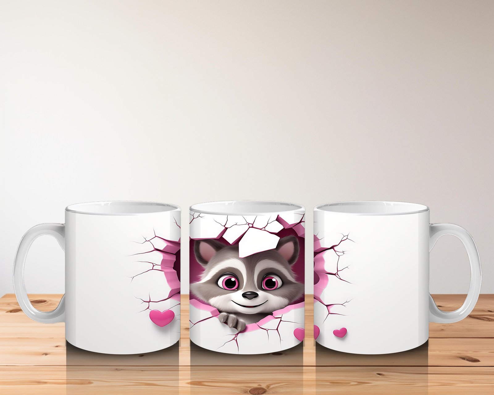 Çocuklara Sütü Sevdiren Kalp Çerçevesinden Bakan Meraklı Rakun Kupa Bardak - 5