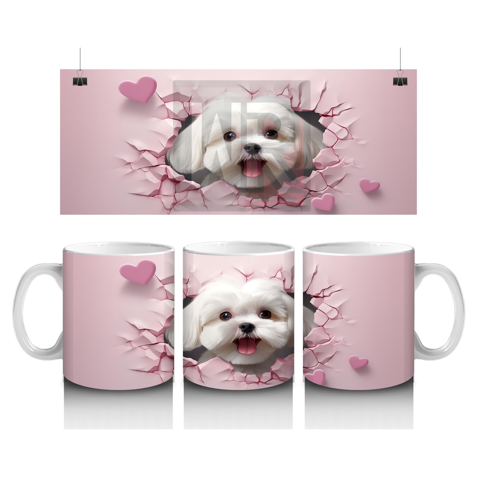 Çocuklara Sütü Sevdiren Kalp Çerçevesinden Bakan Sevimli Yavru Köpek Kupa Bardak