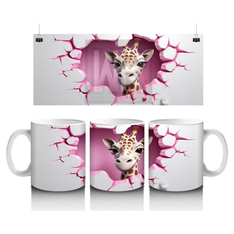 Çocuklara Sütü Sevdiren Kalp Çerçevesinden Bakan Zarif Zürafa Kupa Bardak