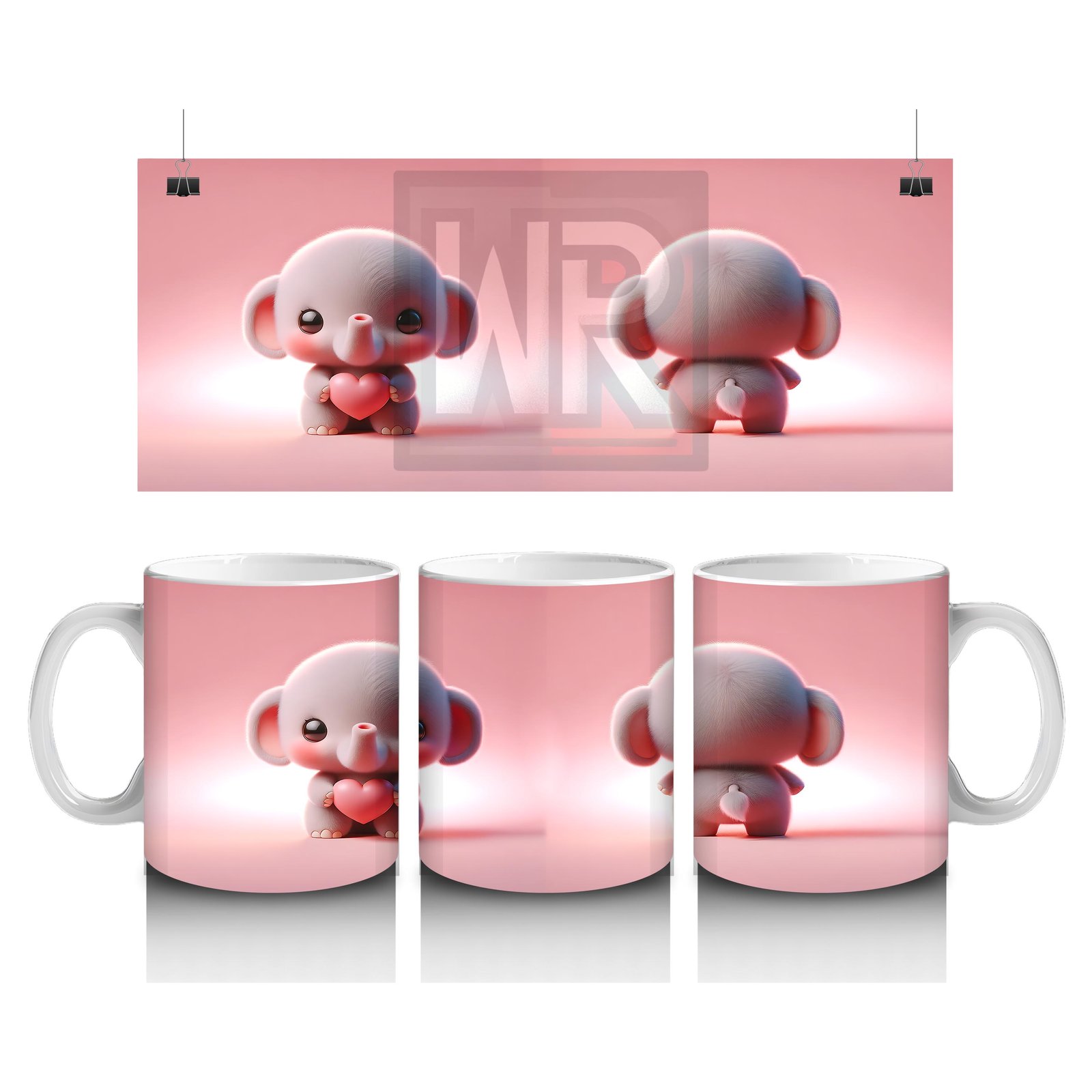 Çocuklara Sütü Sevdiren Kalp Tutan Minik Fil Kupa Bardak