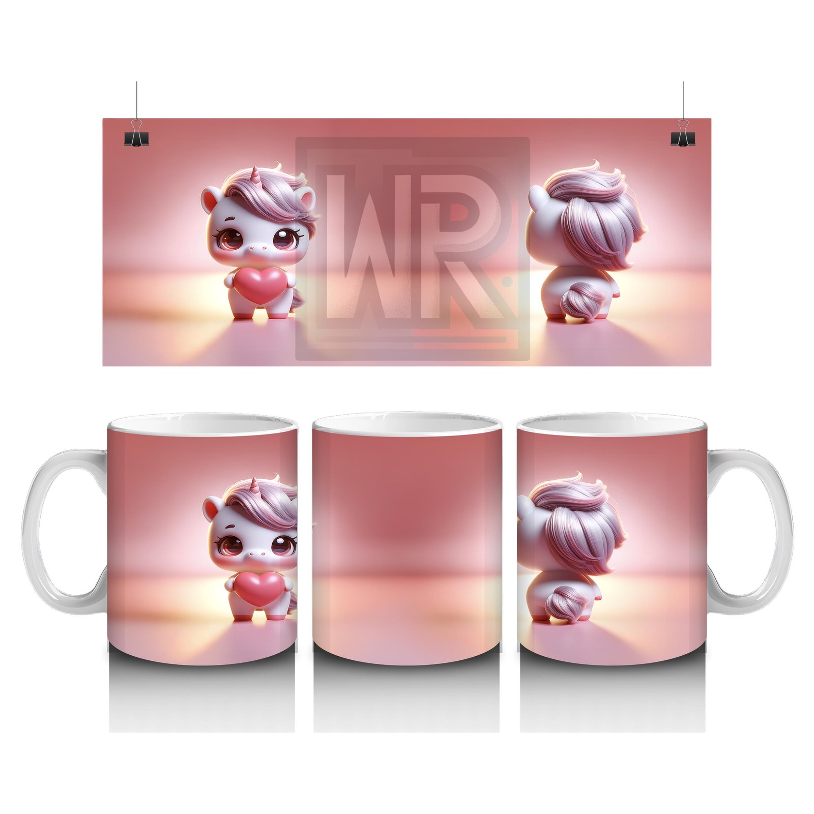 Çocuklara Sütü Sevdiren Kalp Tutan Minik Unicorn Kupa Bardak