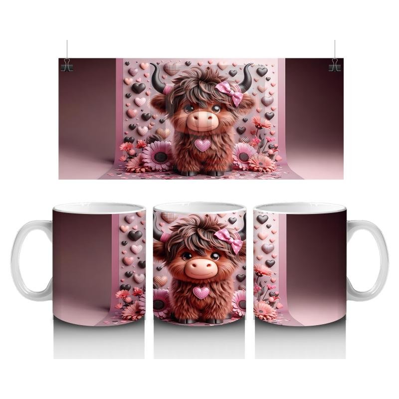 Çocuklara Sütü Sevdiren Kalpli Gözlüklü Sevimli İnek Desenli Kupa Bardak