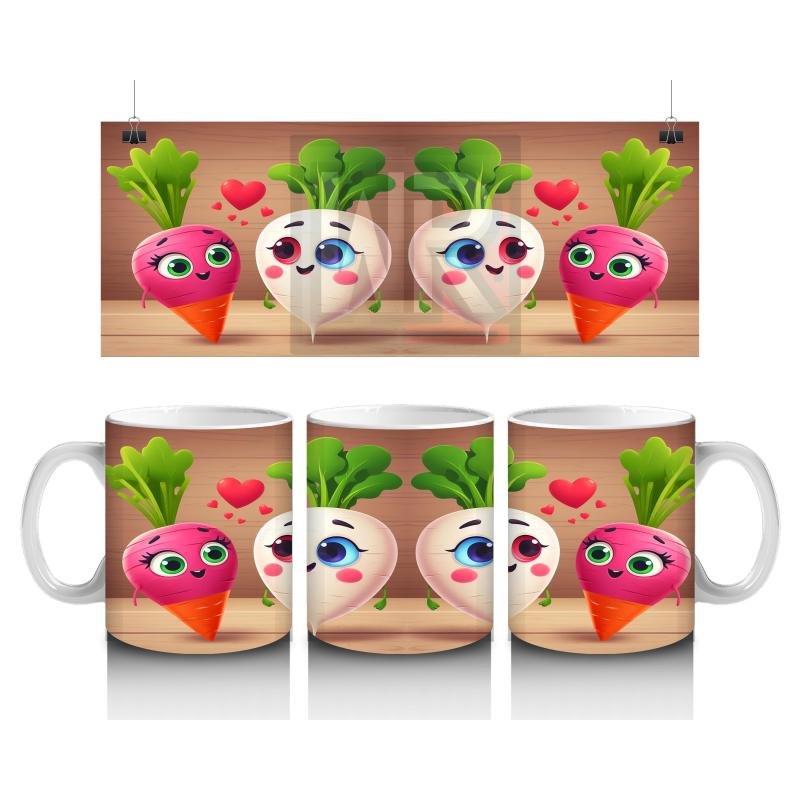 Çocuklara Sütü Sevdiren Kalpli Kök Sebze Dostluğu Kupa Bardak