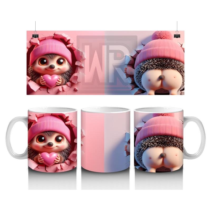 Çocuklara Sütü Sevdiren Kalpli Pamuk Kirpi Kupa Bardak