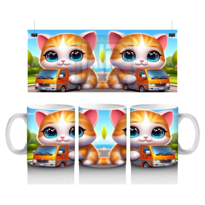 Çocuklara Sütü Sevdiren Kamyoncu Kedi Macerası Kupa Bardak