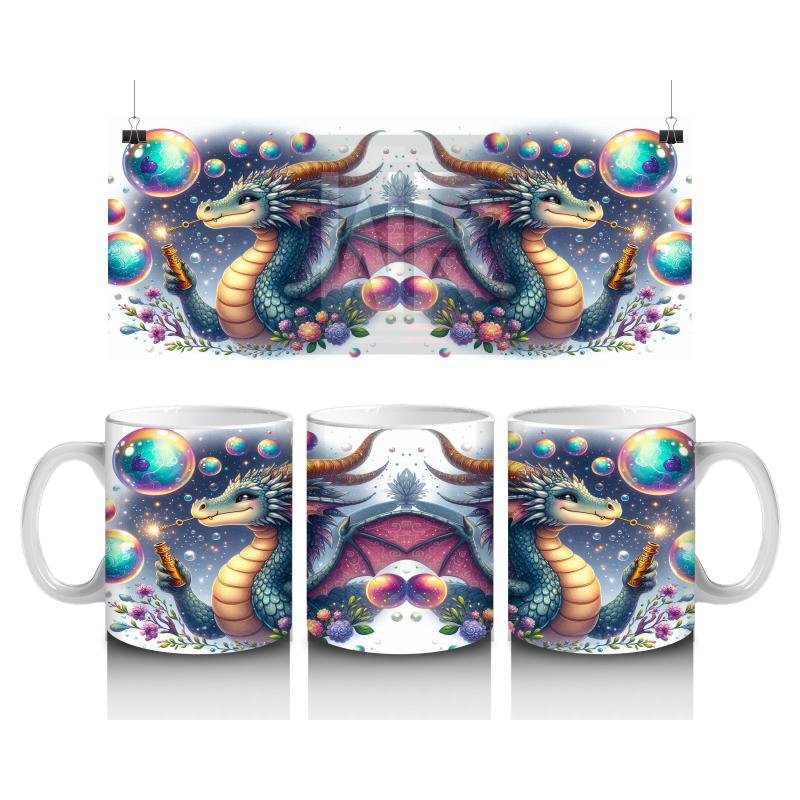 Çocuklara Sütü Sevdiren Kozmik Ejderha Çifti Kupa Bardak