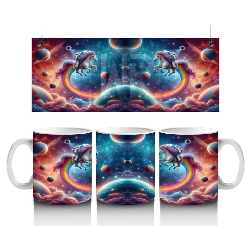 Çocuklara Sütü Sevdiren Kozmik Gökkuşağı Unicorn Yolculuğu Kupa Bardak
