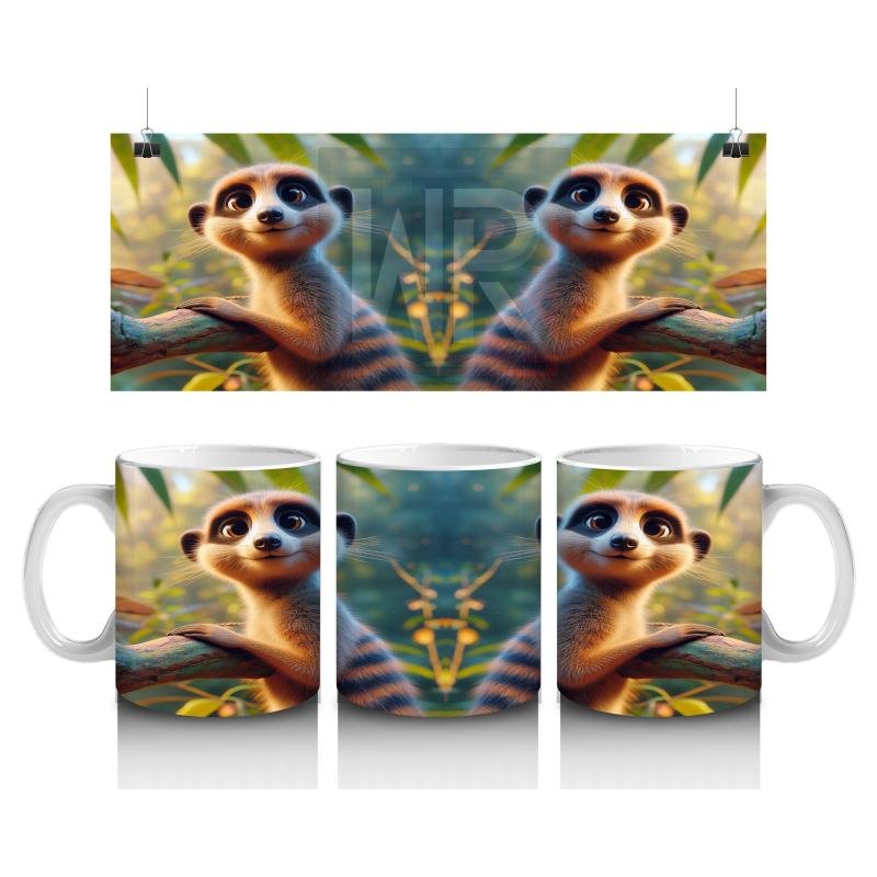 Çocuklara Sütü Sevdiren Meraklı Sürikat Desenli Kupa Bardak