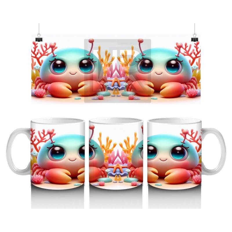 Çocuklara Sütü Sevdiren Mercan Resifi Yengeci Kupa Bardak