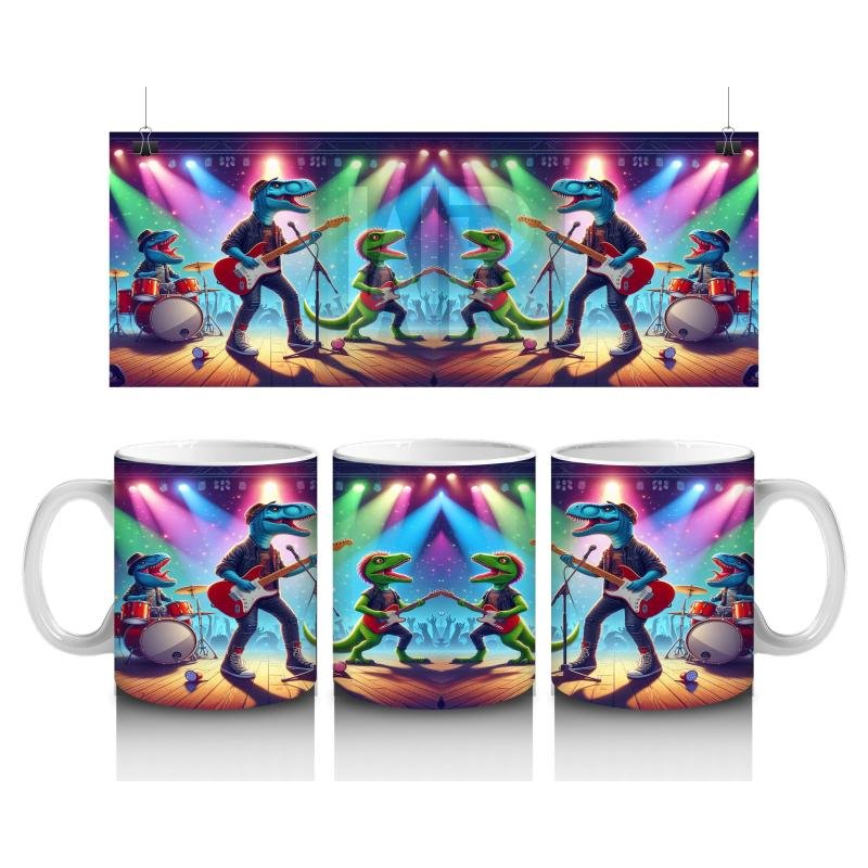 Çocuklara Sütü Sevdiren Müzik Grubu Dinozorlar Desenli Kupa Bardak