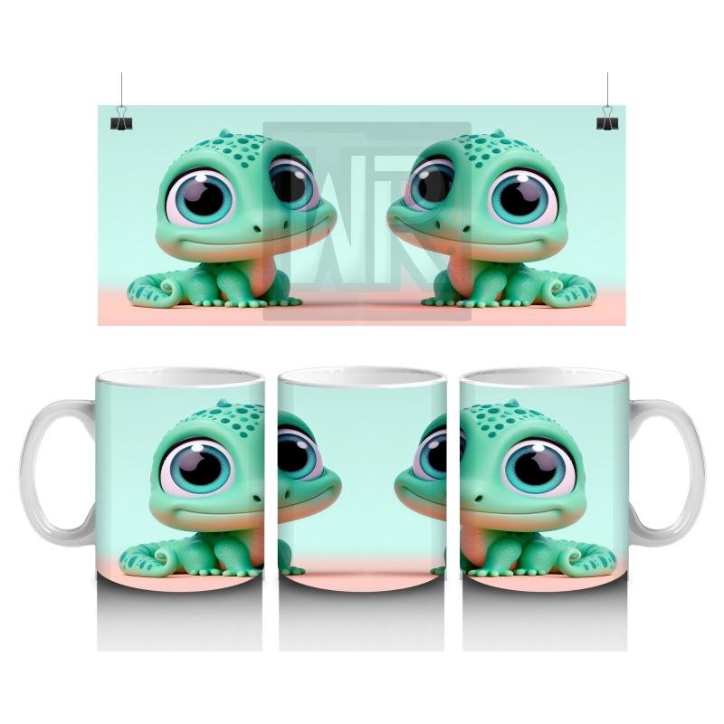 Çocuklara Sütü Sevdiren Neşeli Bukalemun Kupa Bardak