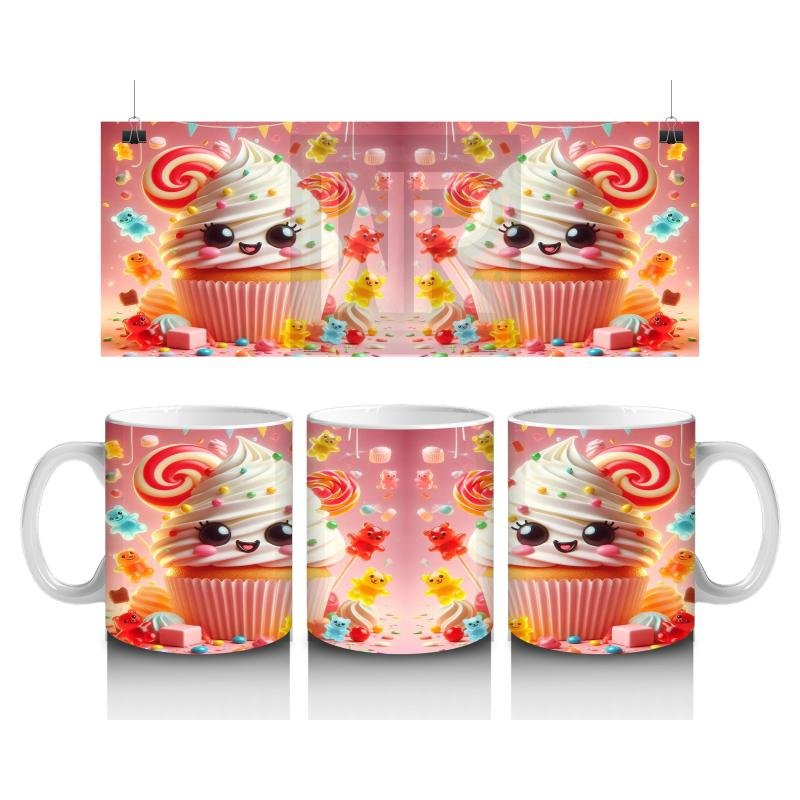 Çocuklara Sütü Sevdiren Neşeli Cupcake Karnavalı Kupa Bardak