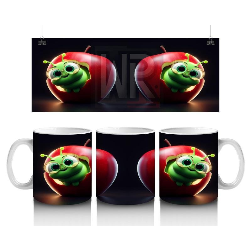 Çocuklara Sütü Sevdiren Neşeli Solucanlı Elma Kupa Bardak